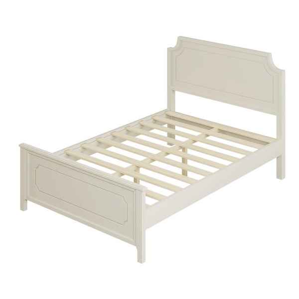 3 Pieces Bedroom Sets Milky White Full Size Platform Bed - - 37310582