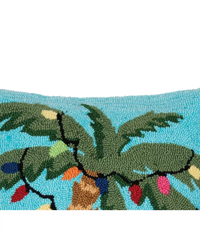 CandF Home Christmas Palm Hooked Pillow