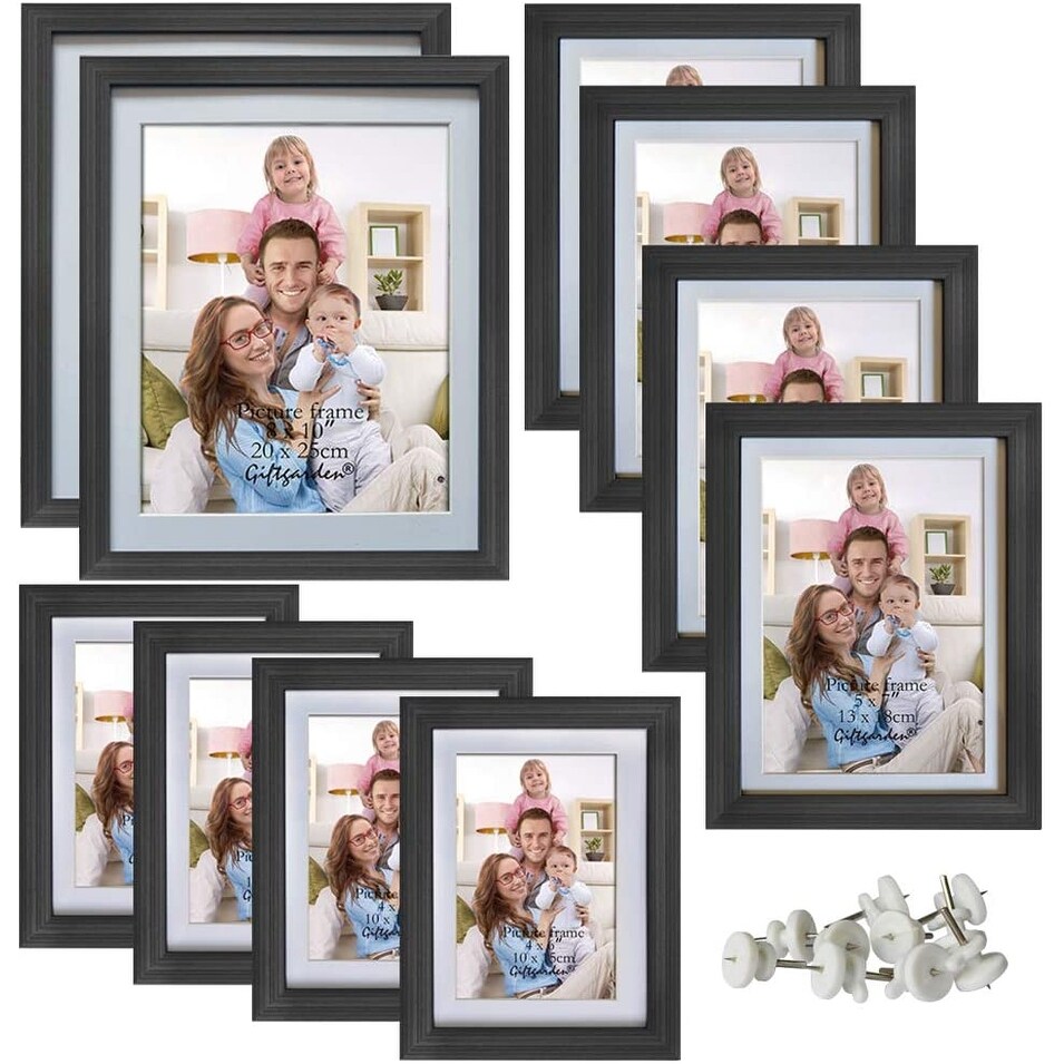 Multi Picture Frames Set Black 8x10  Four 4x6  Four 5x7