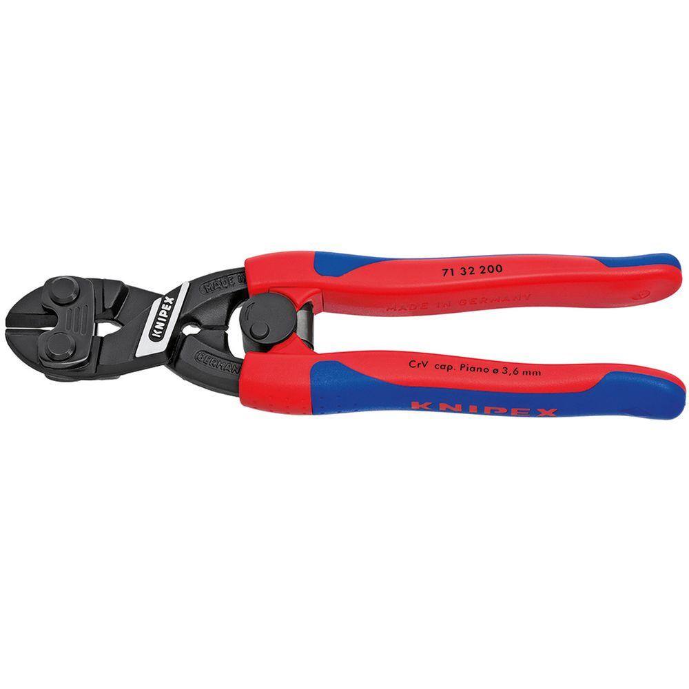 KNIPEX 8 in. High Leverage CoBolt Cut Notch and Spring with Comfort Grip 71 32 200