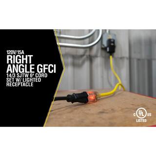 Yellow Jacket 6 ft. 143 SJTW Right Angle GFCI Medium-Duty Extension Cord with Power Light Plug 2879