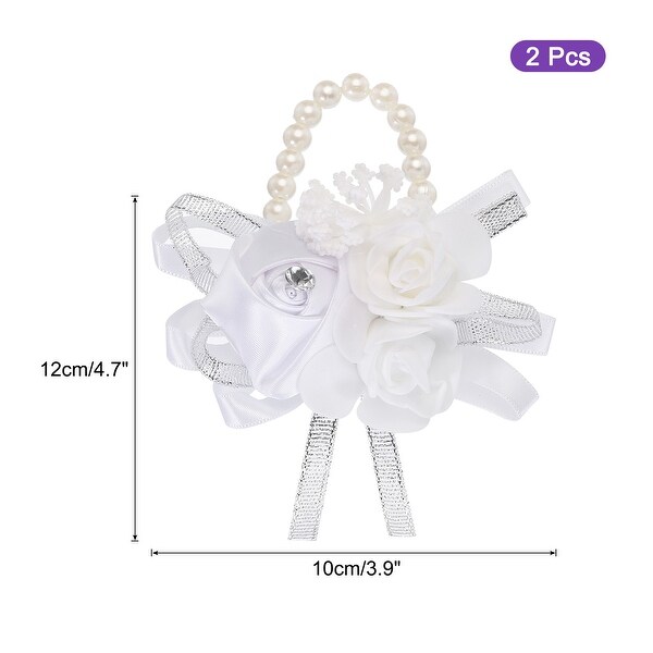 Wrist Corsage Artificial Flower Bracelets Pack of 2 Rose Wrist