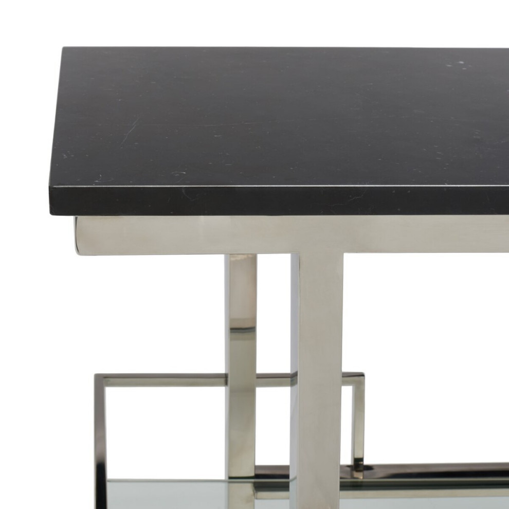 Safavieh Rosalina Marble Top Console Table Silver/Black   Contemporary   Console Tables   by Safavieh  Houzz