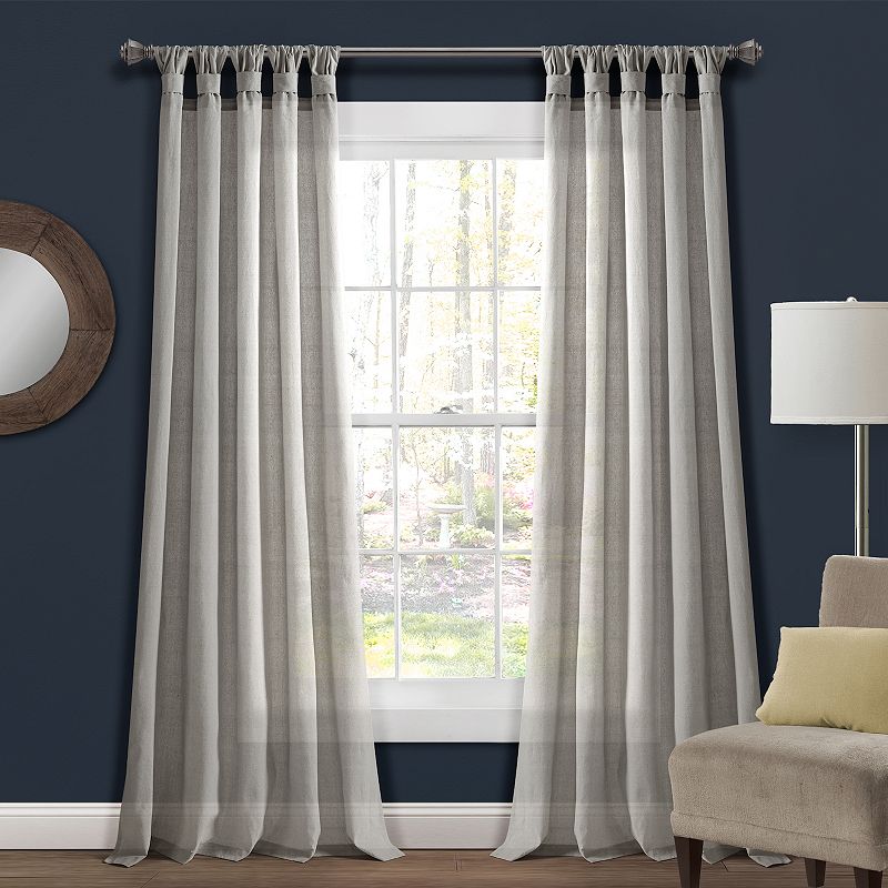 Lush Decor Burlap Knotted Tab Top Window Curtain Set