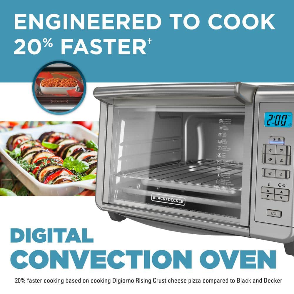 BLACK+DECKER 1500 W 6-Slice Stainless Steel Countertop Toaster Oven with Built-in Timer 985118638M