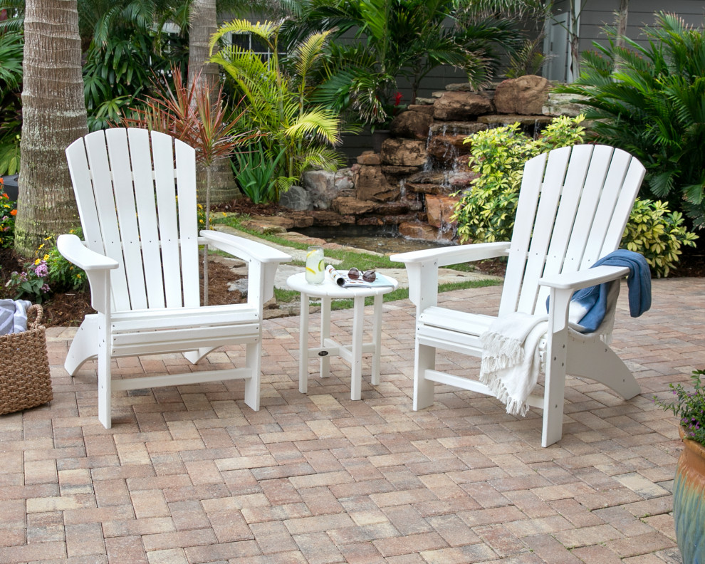 Trex Outdoor Yacht Club 3 Piece Curveback Adirondack Set   Contemporary   Outdoor Lounge Sets   by POLYWOOD  Houzz