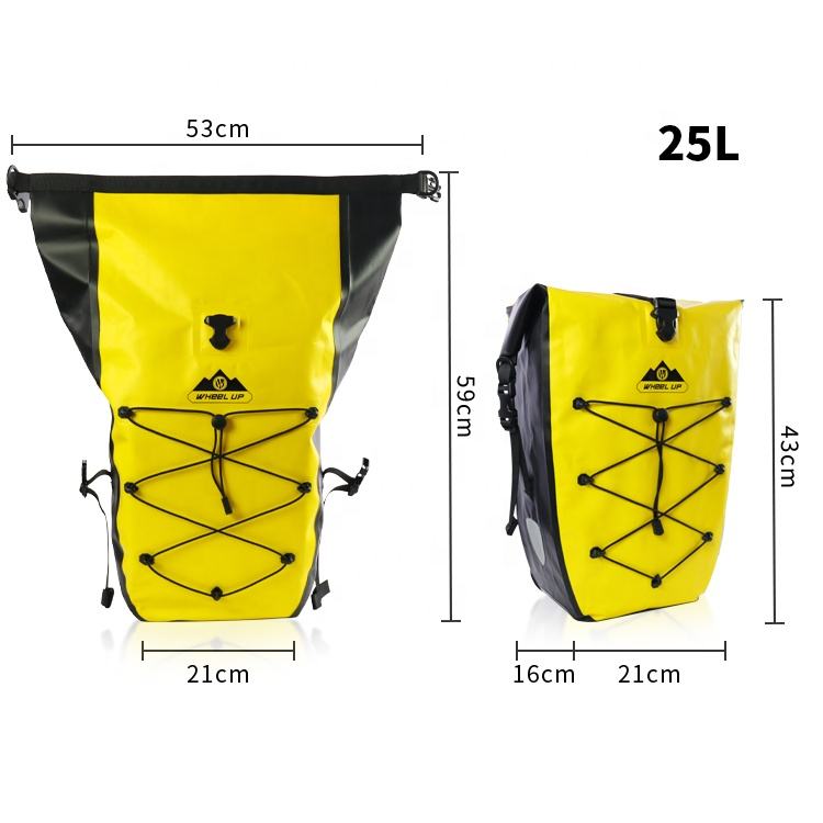 WHEEL UP PVC 25L Waterproof Cycling Rack Panniers Bicycle Travel Pannier Bag Bike Pannier Bags