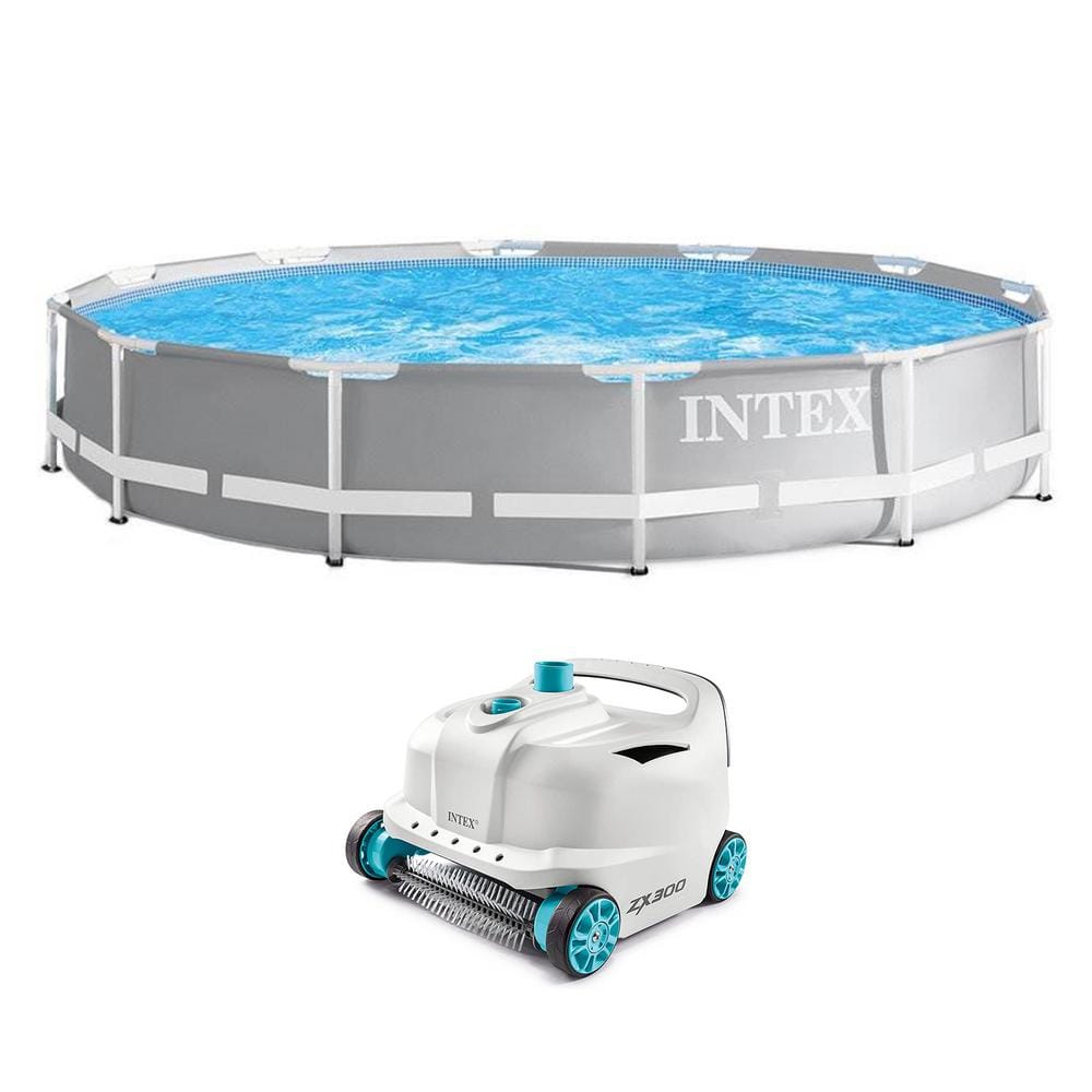 Intex 12 ft. x 30 in. Prism Frame Above Ground Round Swimming Pooland and Robot Vacuum 26710EH + 28005E