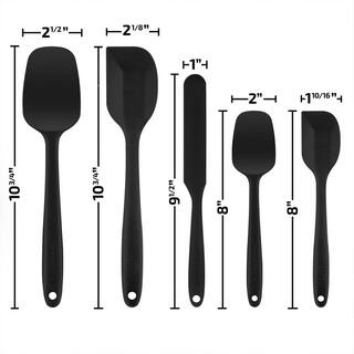 OVENTE Black Non-Stick Silicone Spatula Set with Heat Resistant  Stainless Steel Core Set of 5 SP12305B