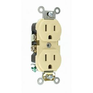 Leviton 15 Amp Commercial Grade Duplex Outlet Ivory R51-CBR15-00I