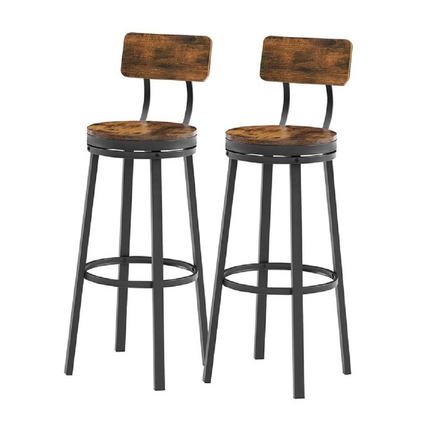 2Pcs Industrial Backrest Style Bar Stools with Metal Frame