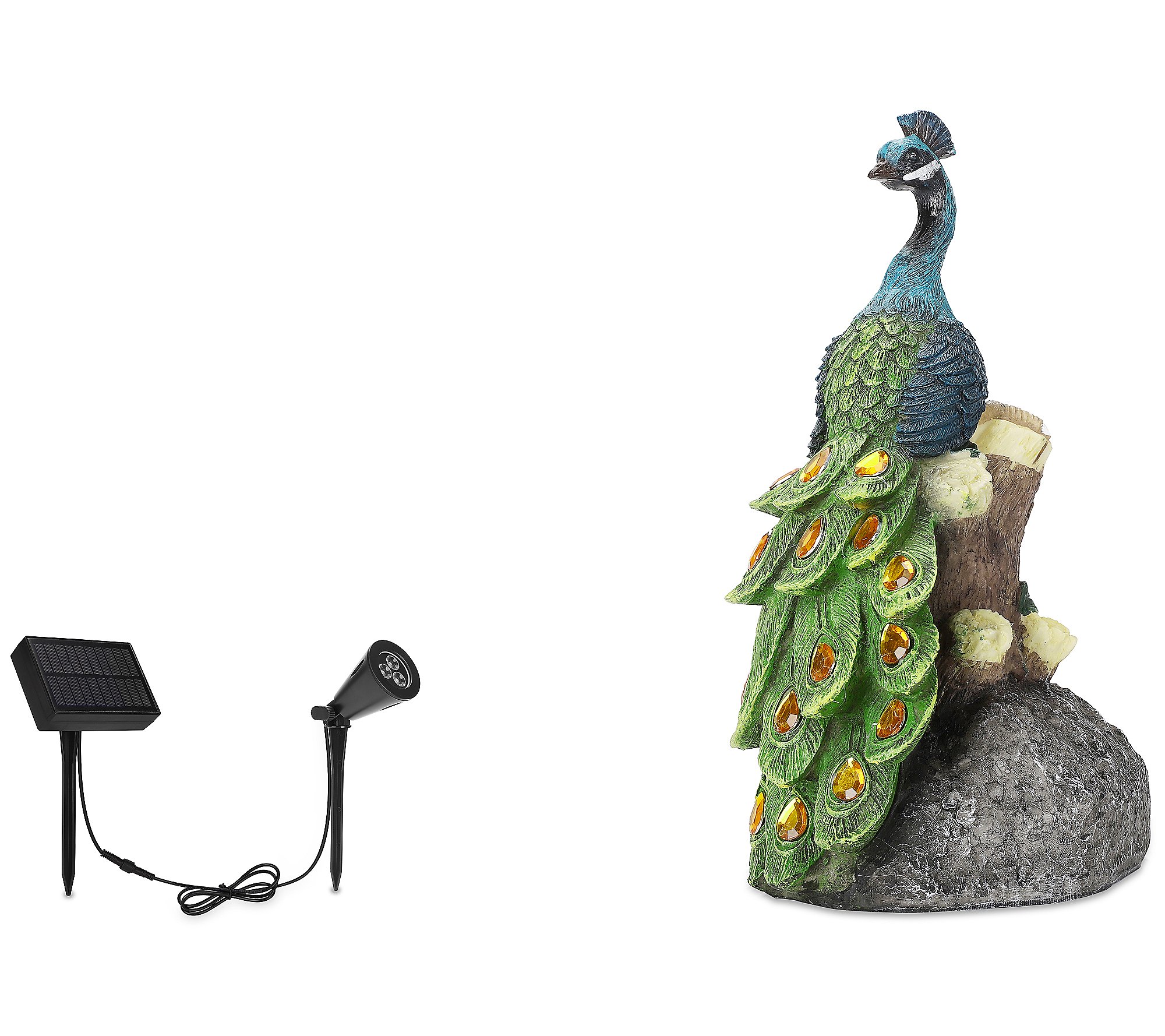 Techko Calm Peacock Statue with Solar Spotlight