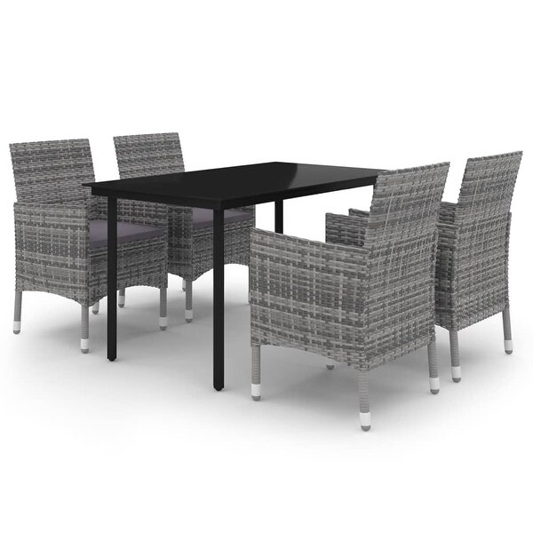 vidaXL Patio Dining Set Outdoor Table and Chair Set Poly Rattan and Glass