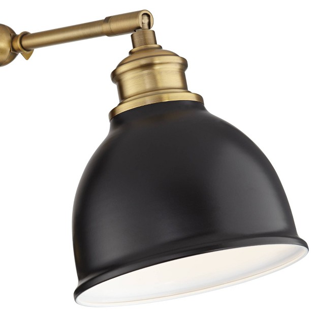 Barnes And Ivy Sania Modern Swing Arm Wall Lamps Set Of 2 Black Brass Plug in Light Fixture Adjustable Up Down Shade For Bedroom Bedside Living Room