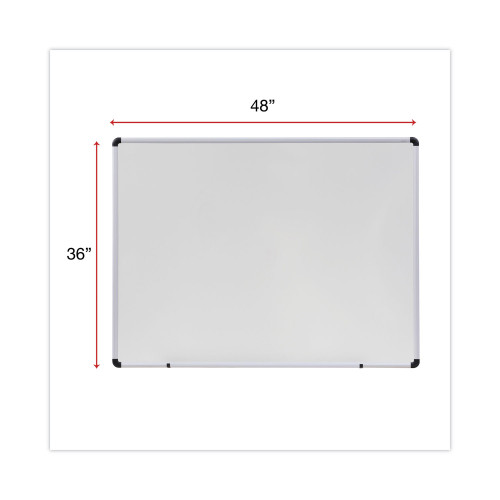 Universal Dry Erase Board， Melamine， 48 x 36， White， Black/Gray Aluminum/Plastic Frame (43724)