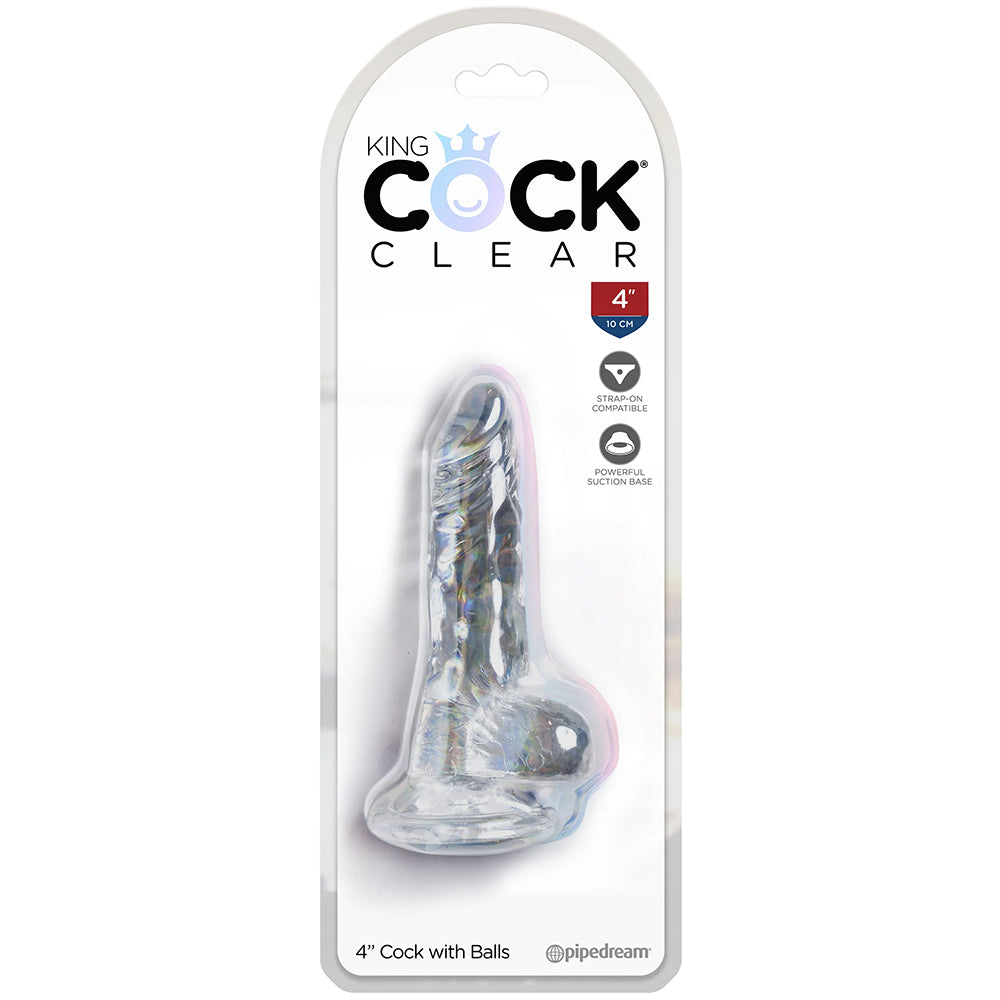 King Cock 4 Inch Ballsy Dildo in Clear