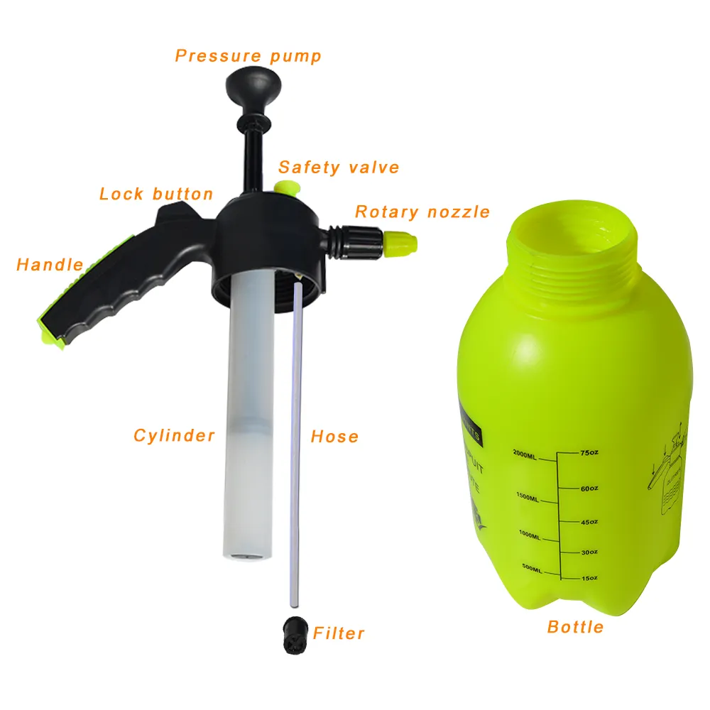 2L Nozzle Air High Pressure Water Spray Gun Home Hand Pump Garden Sprayer