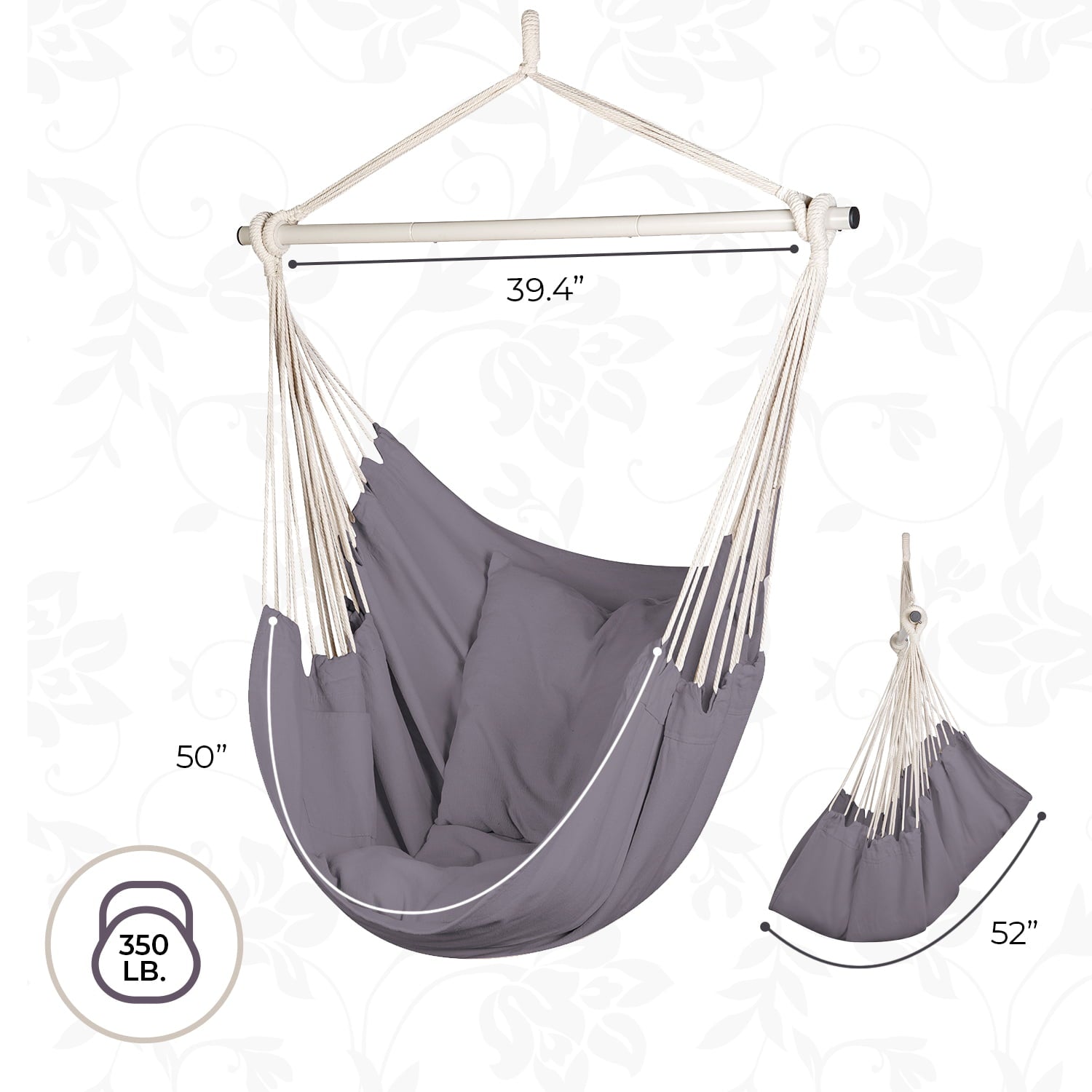 Angelycia Hammock Chair | Cotton Swinging Chairs | Indoor & Outdoor Hanging Chair | (Dark Gray)