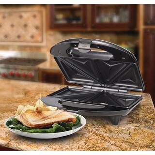 Brentwood Appliances 750 W Black Nonstick Compact Dual Sandwich Maker TS-240B