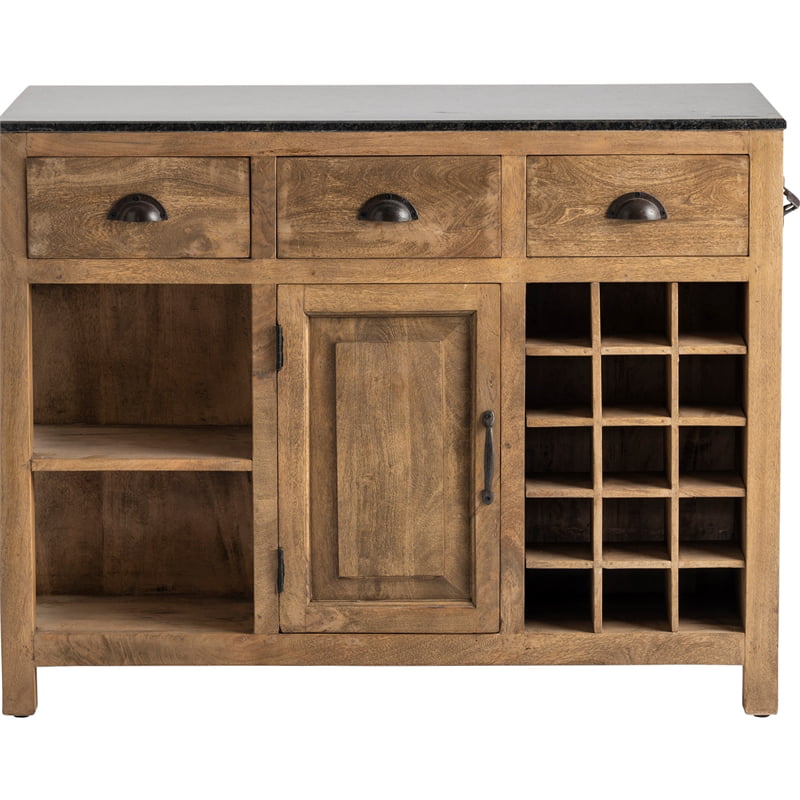 Bengal Manor Mango Wood And Granite Kitchen Island Brown Wood