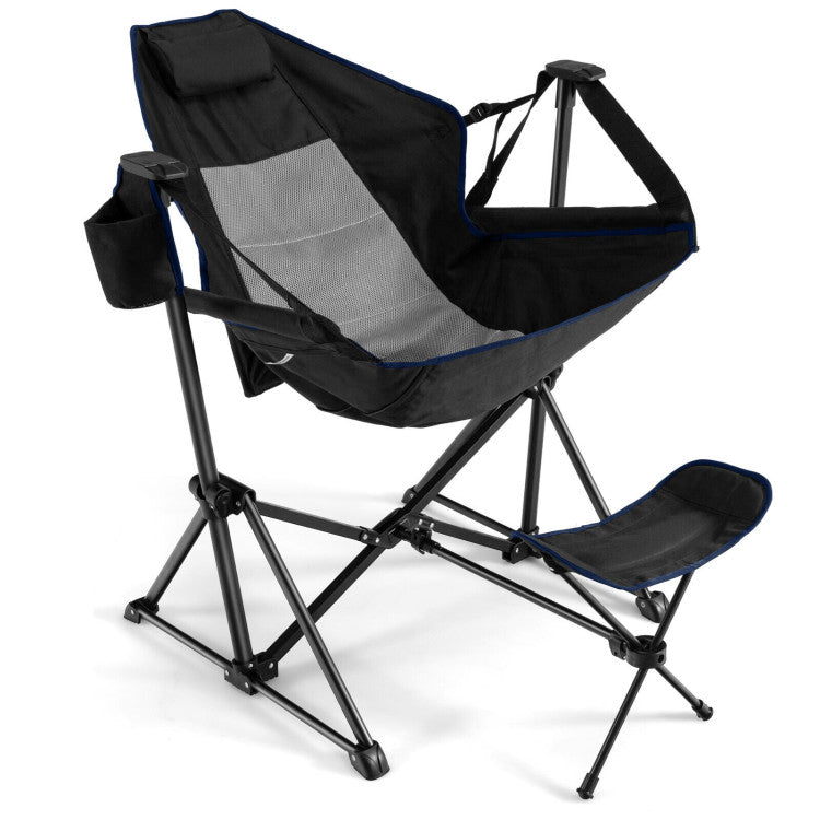 Best 2023 Folding Hammock Camping Chair W/ Retractable Footrest