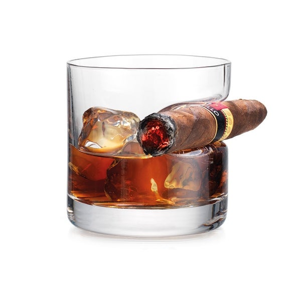 Whiskey Glass with Built-in Cigar Rest 2 pack - small