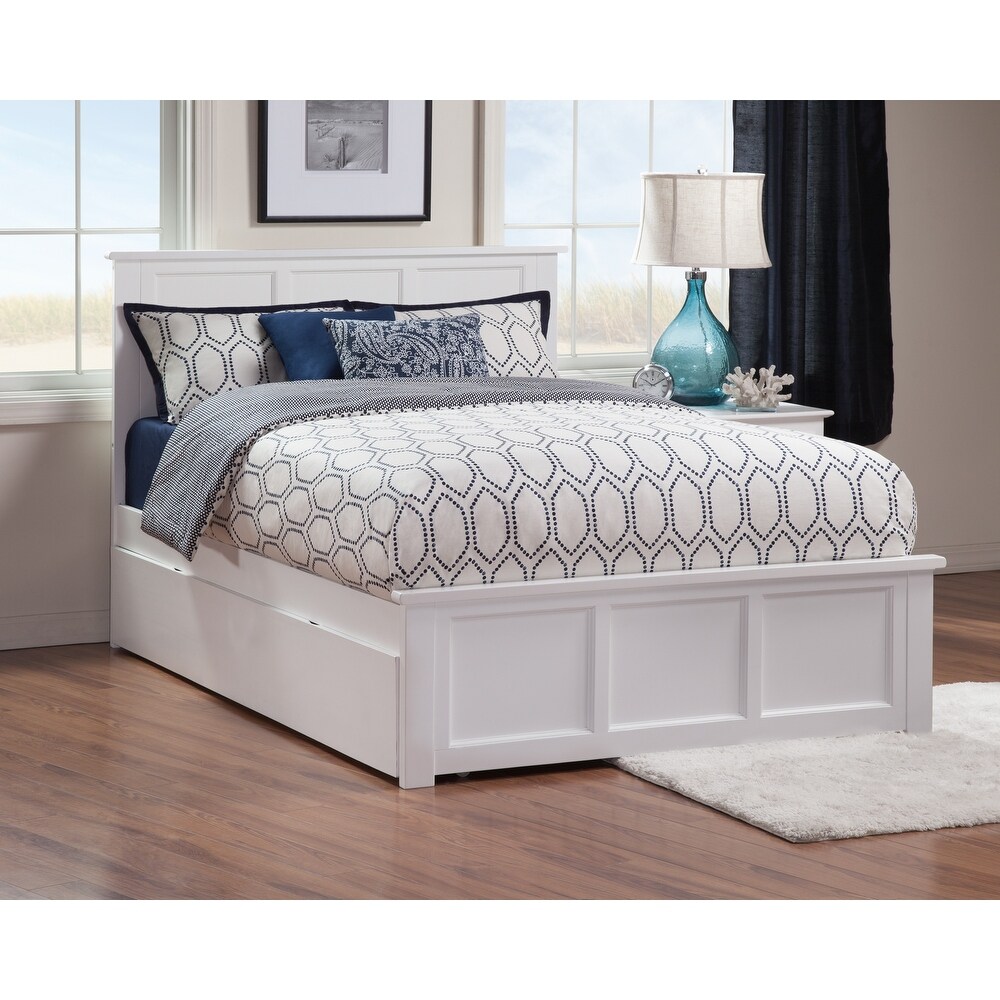 Madison White Full Platform Bed with Twin Trundle