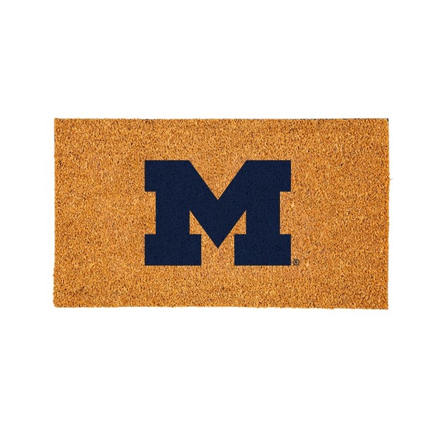 Evergreenncaamichigan Wolverines Logo Natural Coir 28 X 16 Inches Indoor Outdoor Doormat