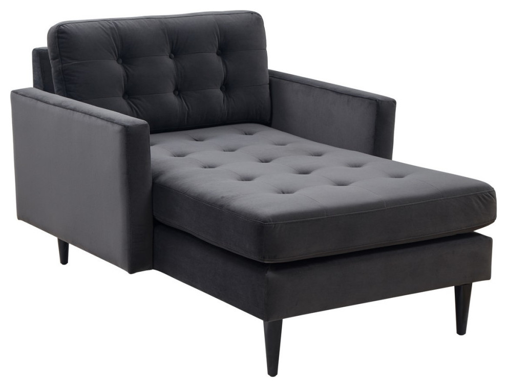 Raymond Tufted Chaise Dark Gray   Midcentury   Indoor Chaise Lounge Chairs   by Virgil Stanis Design  Houzz