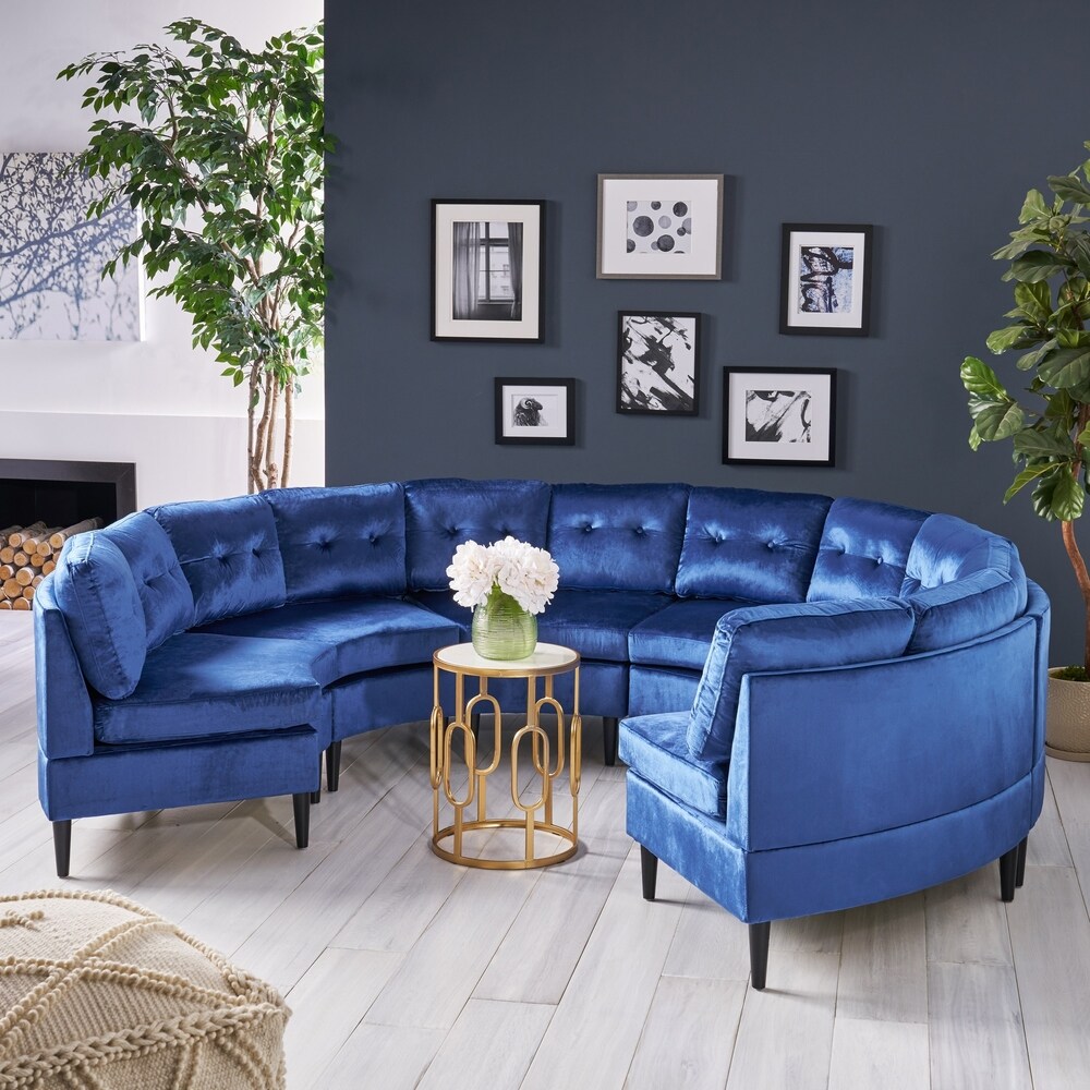 Jazmine Glam 6 Seater Modular Velvet Sectional Sofa by Christopher Knight Home