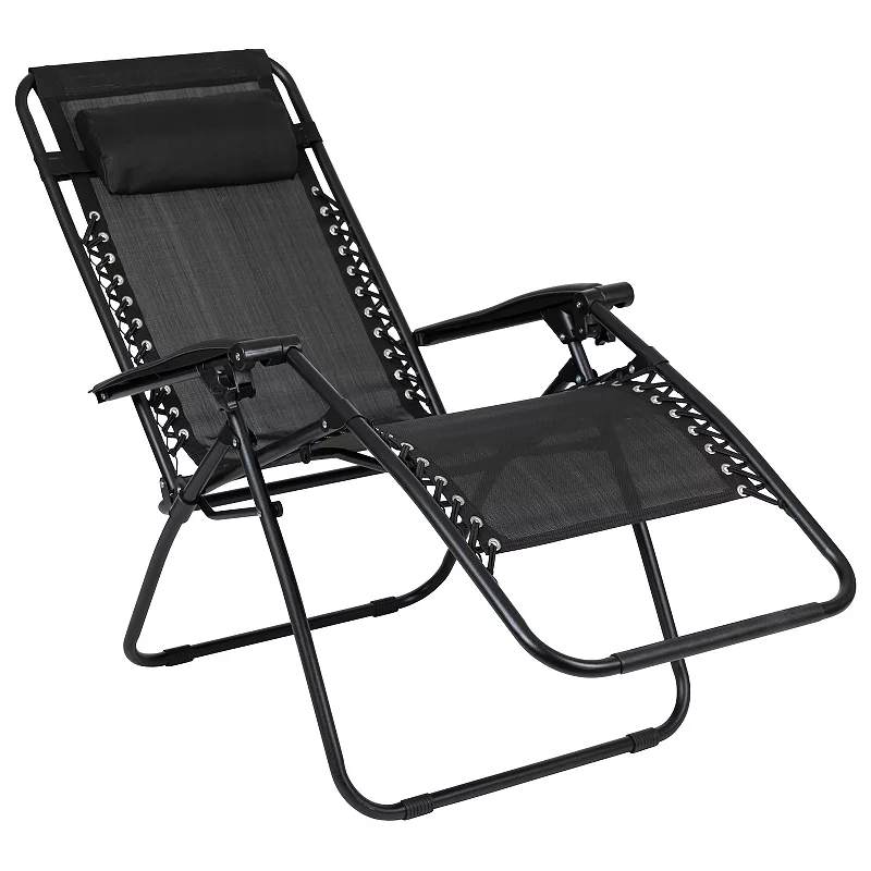 Flash Furniture Adjustable Folding Mesh Zero Gravity Reclining Patio Chair 2-piece Set