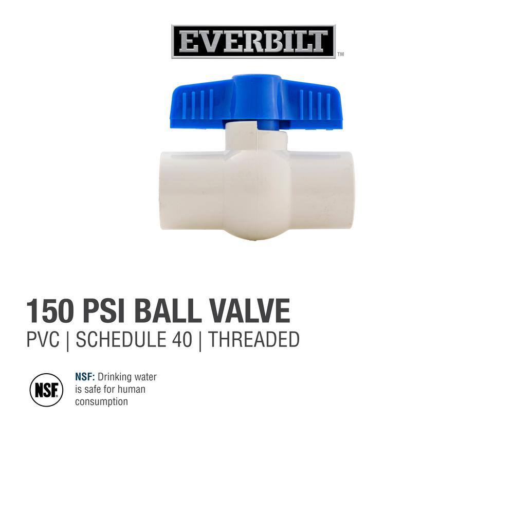 Everbilt 34 in. PVC FIP x FIP Sch. 40 Ball Valve 107-134EB