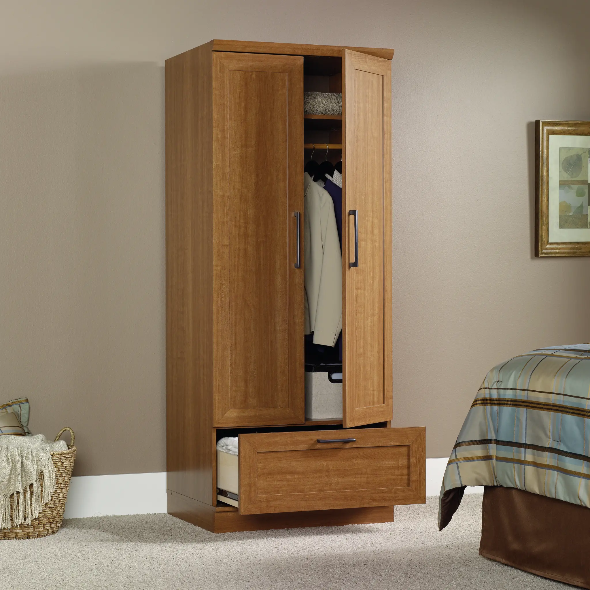 Oak Wardrobe Armoire - Home Plus