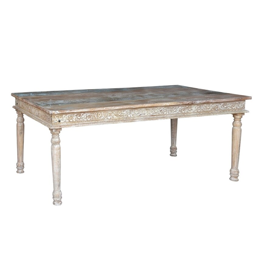 Driftwood Recycled Carved Dining Table  83   83