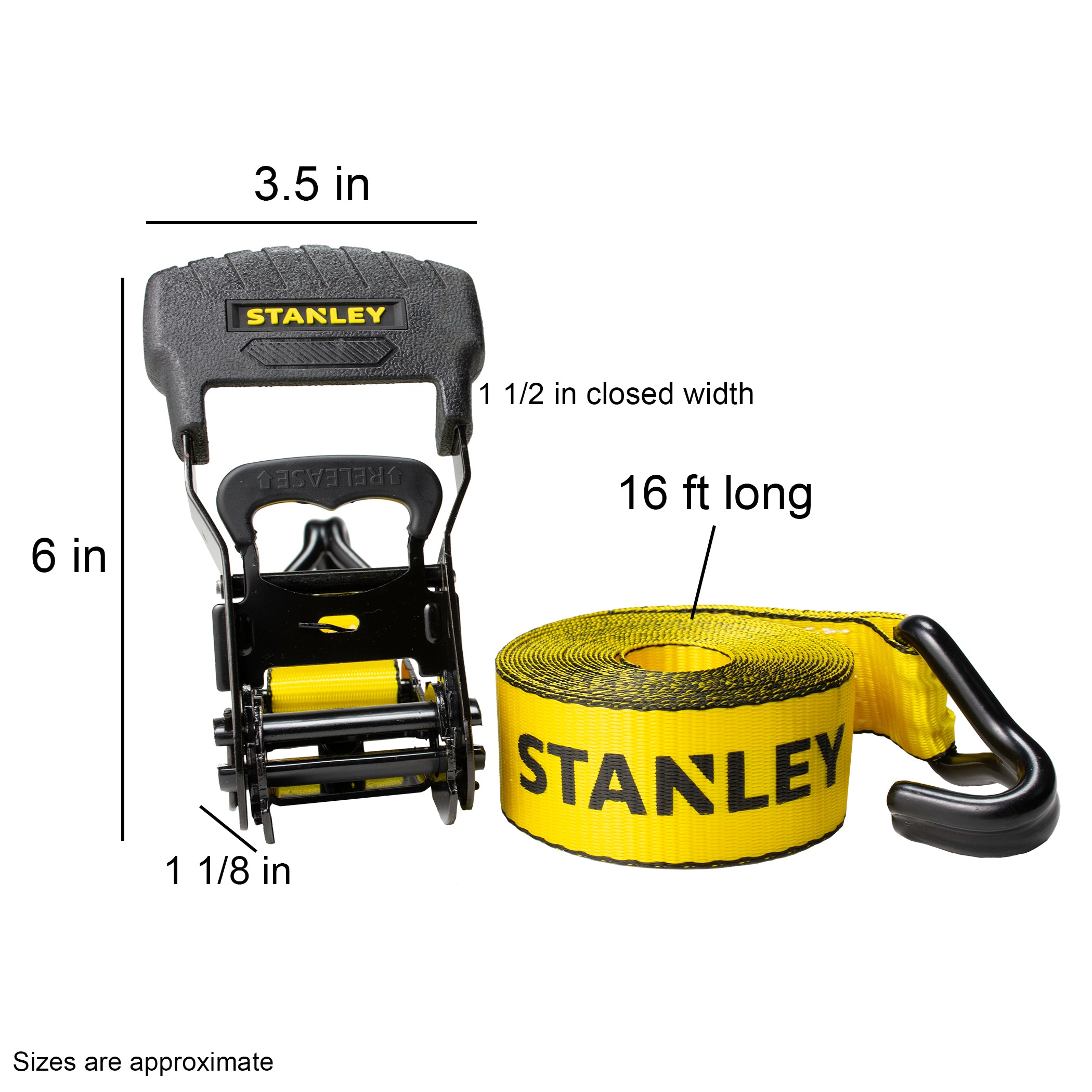 Stanley 2-Pack Ratchet Strap Kit / 1.5 ft. X 16 ft. / 3,300 lb Break Strength