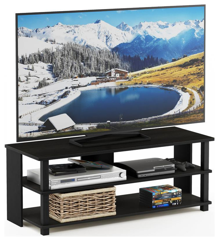 Sully 3 Tier TV Stand for TV up to 50  Espresso/Black  17077EX/BK   Transitional   Entertainment Centers And Tv Stands   by VirVentures  Houzz