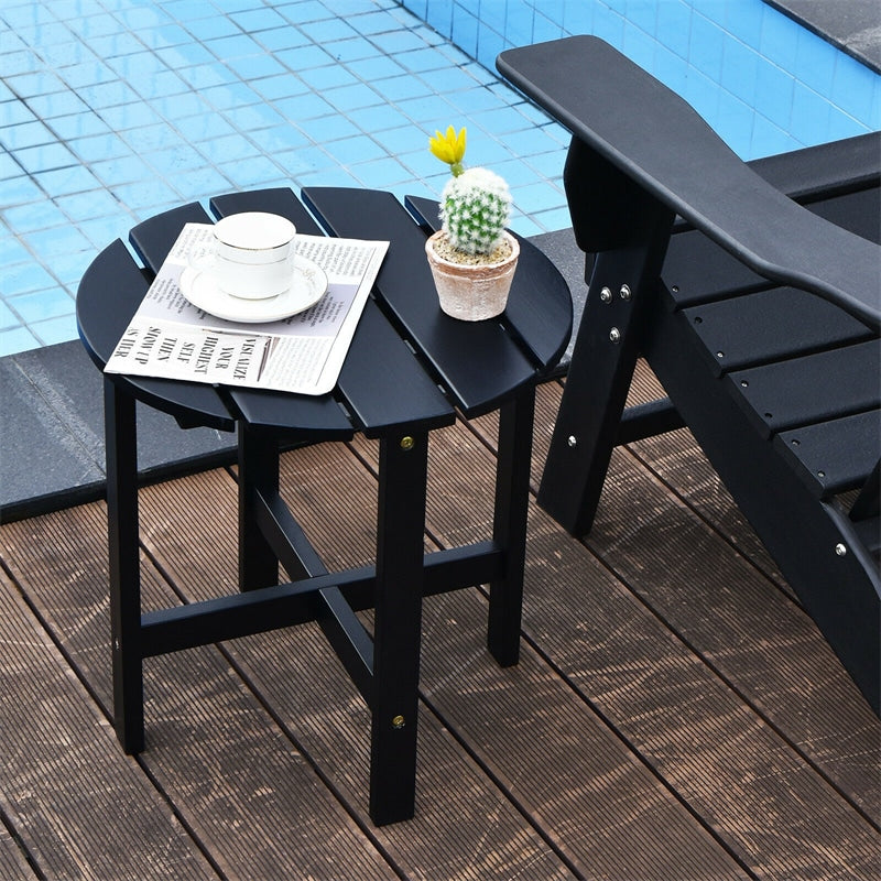 18¡¯¡¯ Outdoor Round Bistro Side Table Wood Slat End Table for Garden