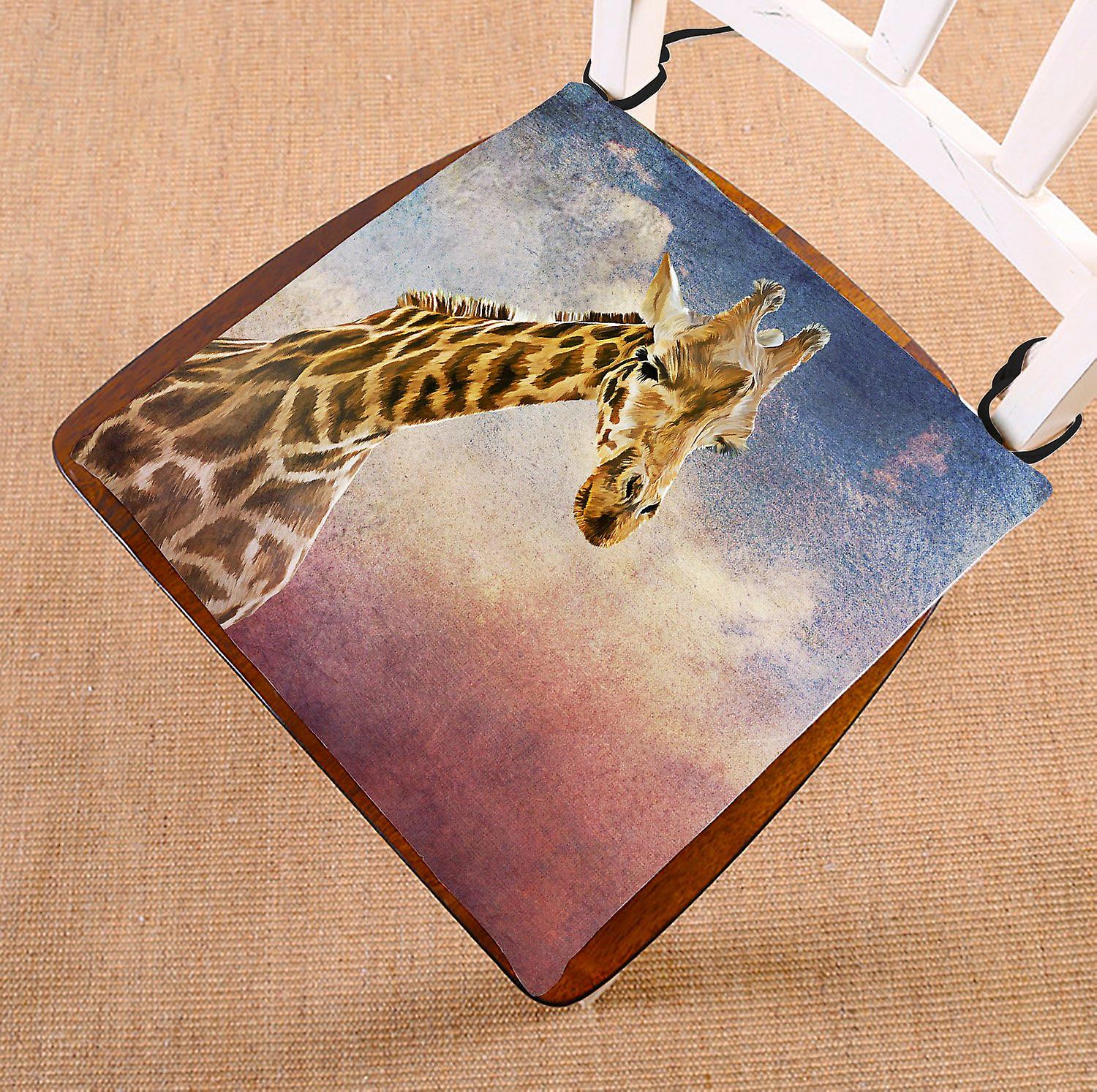 African Animal Chair Pad， Giraffe Sky Autumn Tree Grassland Seat Cushion Chair Cushion Floor Cushion 40x40 Cm