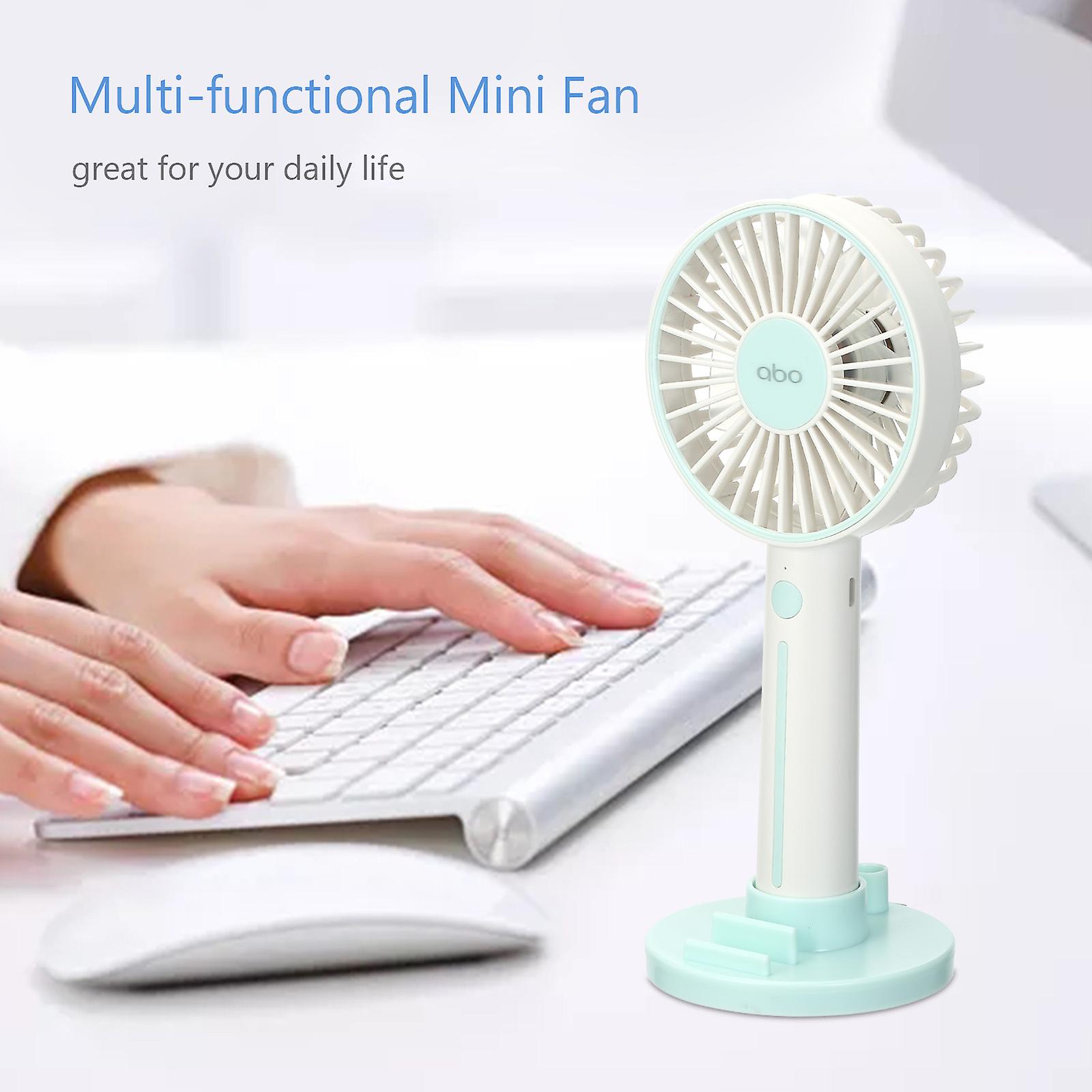 Purple Portable Fans With Base 3 Speeds Adjustable Desktop Fan Mini Usb Fan Phone Stand Pen Holder Mirror Function For Office Home Travel Kitchen Desk