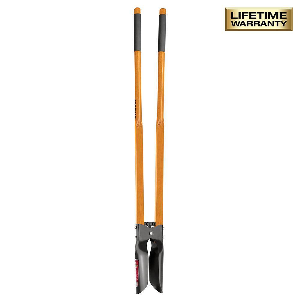 Husky 47 in. L Wood Handle Carbon Steel Post Hole Digger with Grip 77570-950
