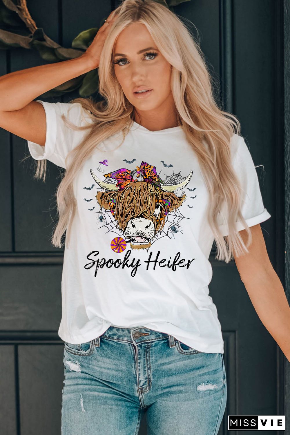 White Spooky Heifer Halloween Vibe Graphic Tee