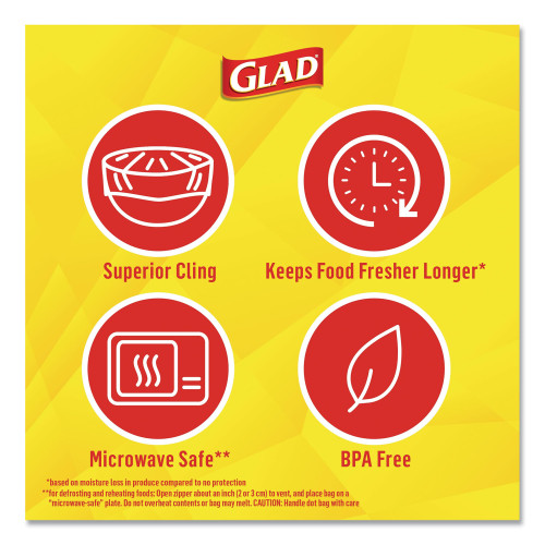 Glad ClingWrap Plastic Wrap， 200 Square Foot Roll， Clear， 12 Rolls/Carton (00020CT)