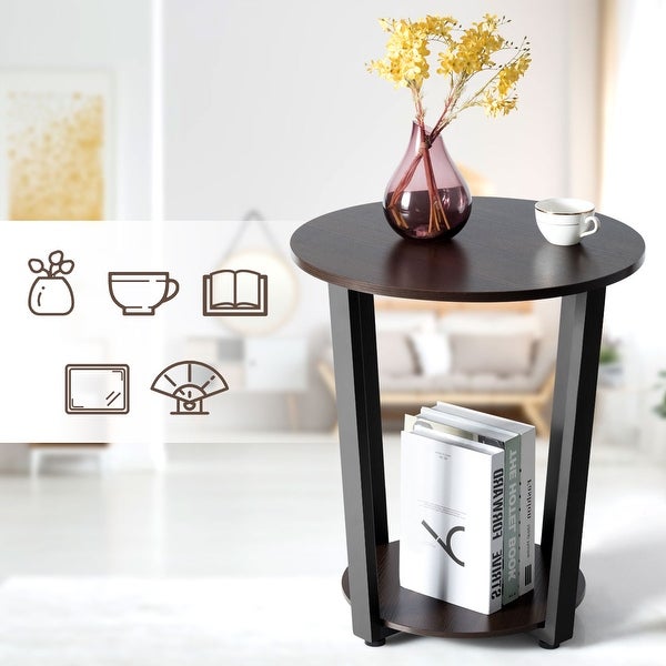 Costway Industrial End Table Sofa Side Table Nightstand Storage Shelf