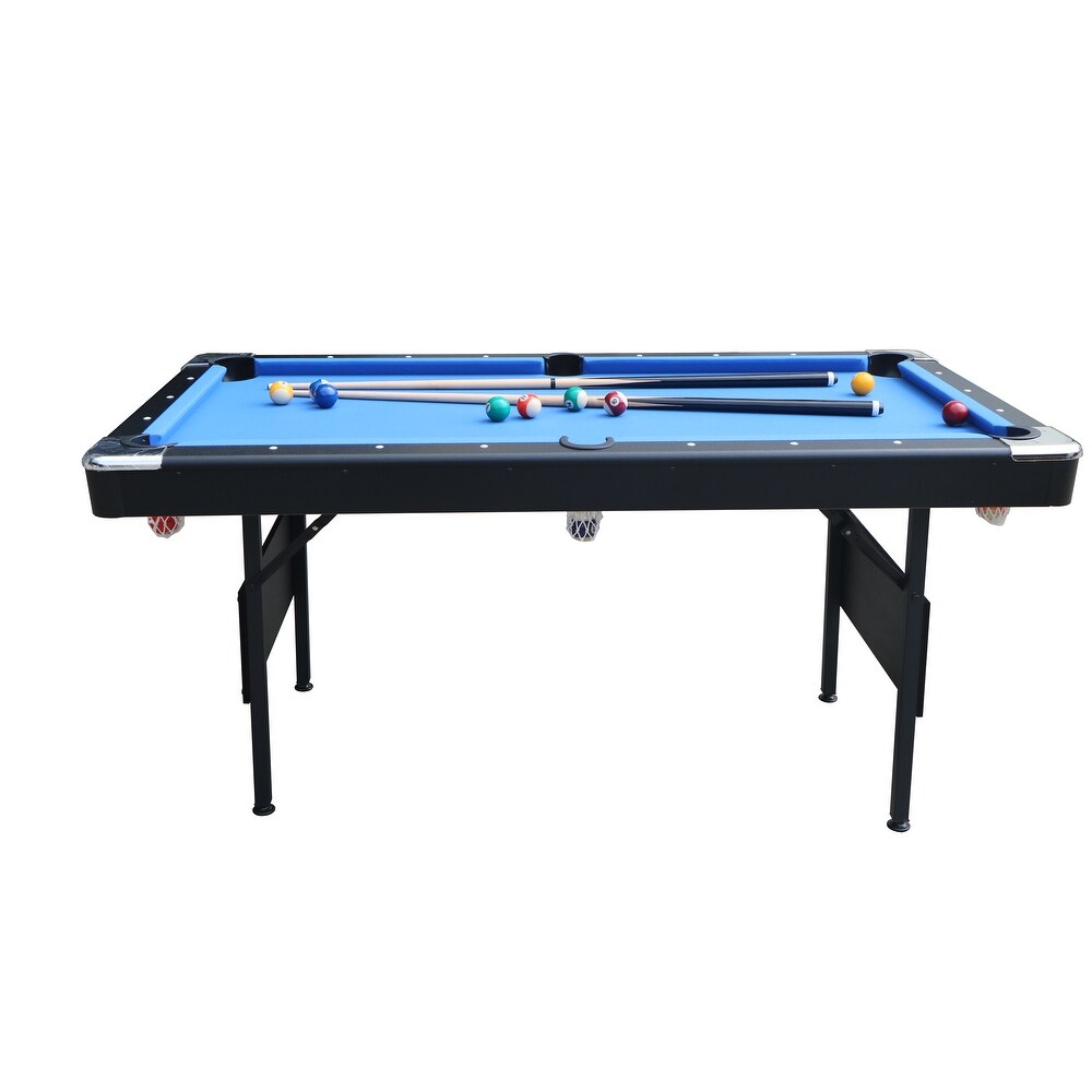 Velvet Pool Table Portable Billiards Table Children's Game Table with Billiard Balls Brush Triangle Rack and Chalk