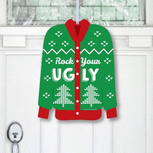 Big Dot Of Happiness Ugly Sweater Hanging Porch Holiday And Christmas Party Outdoor Decorations Front Door Decor 1 Piece Sign