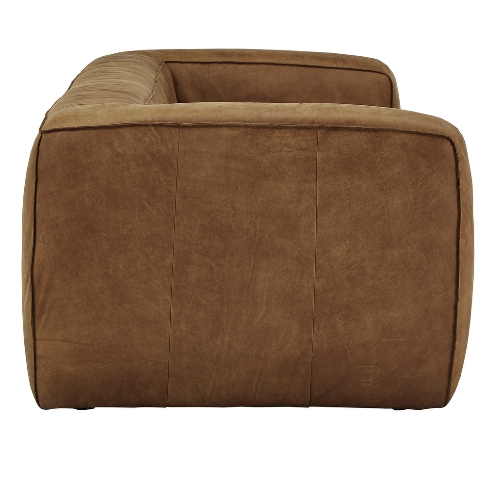 Divya Outback Tan Leather Sofa by iNSPIRE Q Modern