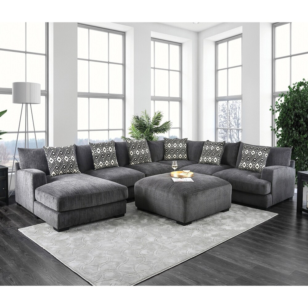 Cleo Modern Chenille Upholstered Modular Sectional by Furniture of America