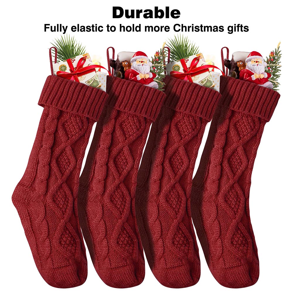 Yescom Christmas Fireplace Stockings 4 Pack Chunky Knitted Stockings Red