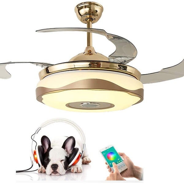 42 Inch Modern Ceiling Fan with 7 Colors Dimmable LED Lights， Bluetooth Music Player Remote Control Invisible Shopping - The Best Deals on Ceiling Fans | 41540850