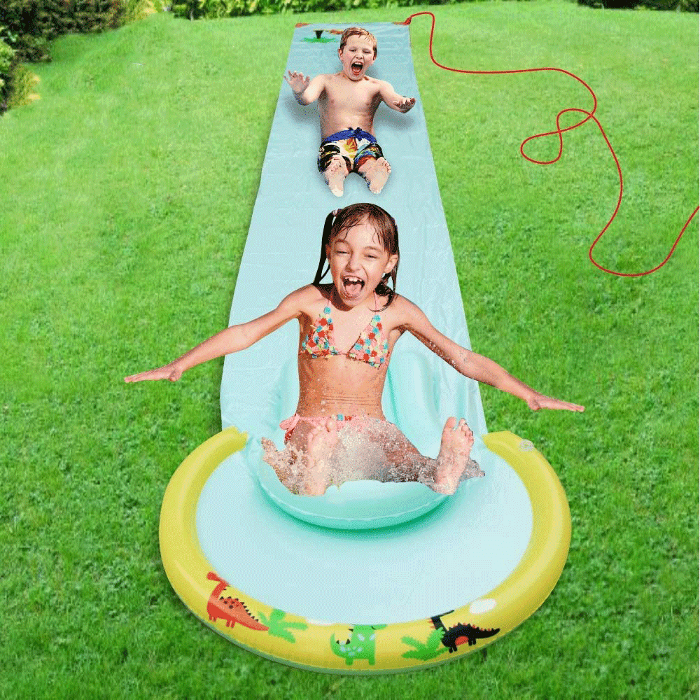 Hoovy Super Giant Water Slip and Slide 192" x 29" with Built in Body Board and Hose Attachment